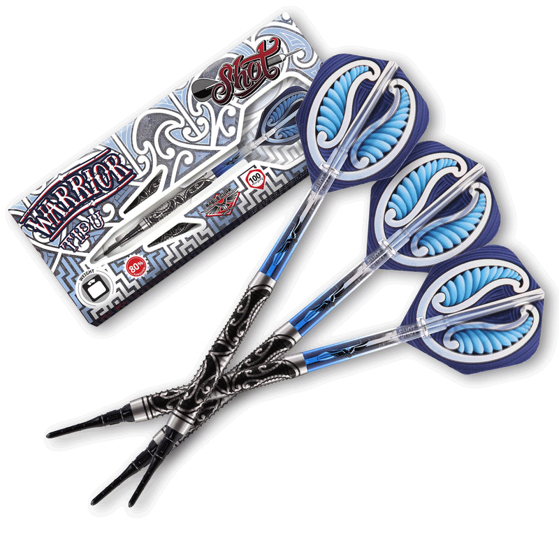 Shot! Darts Warrior Tipu Soft Tip Dart Set Front Weighted 80% Tungsten Barrels 18.0 Grams - BeesActive Australia