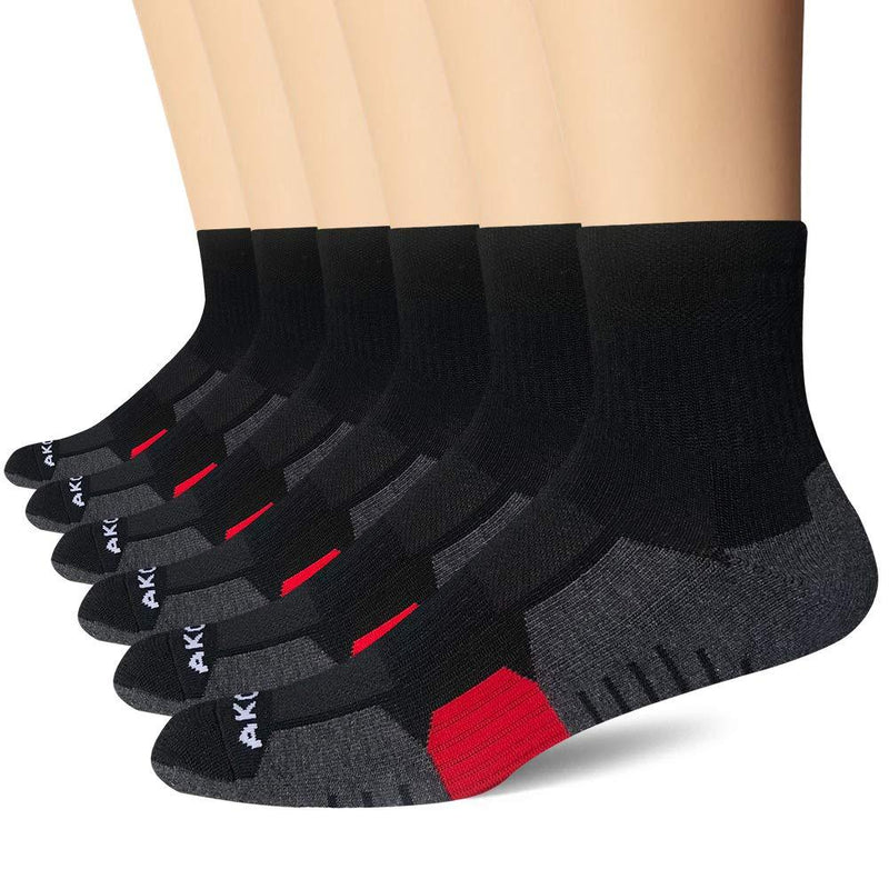 [AUSTRALIA] - AKOENY Men's Performance Athletic Quarter Socks for Sport Walking Tennis (6 Pack) Shoe Size: 6-12 Black 