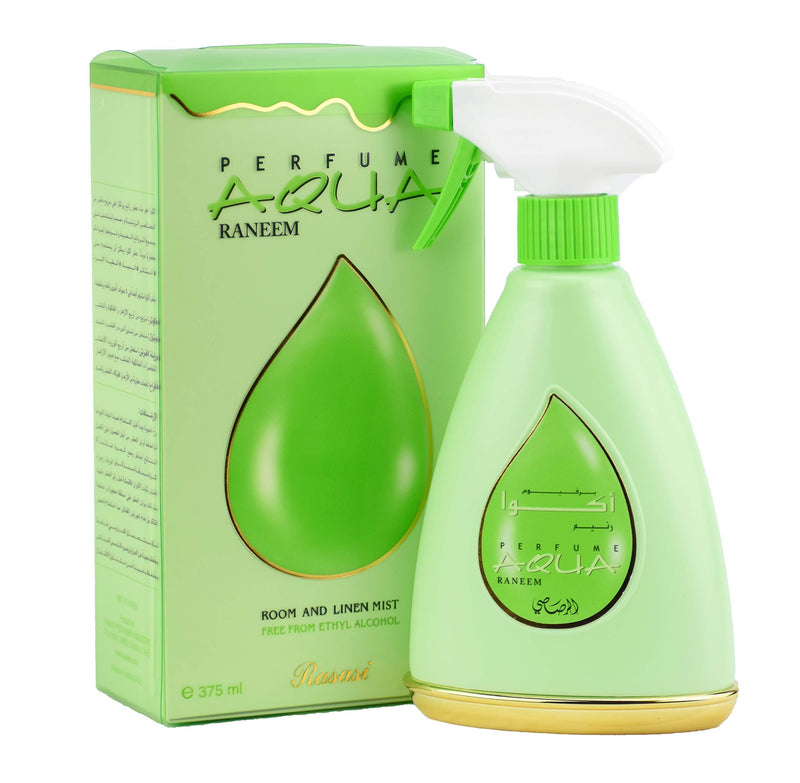 Aqua Raneem Air Freshener - 375 ML (12.7 oz) | Aromatic Essential Oil Spray | Fresh Blend of Floral and Fruity Notes | Long Lasting Room Fragrance | by RASASI Perfumes - BeesActive Australia
