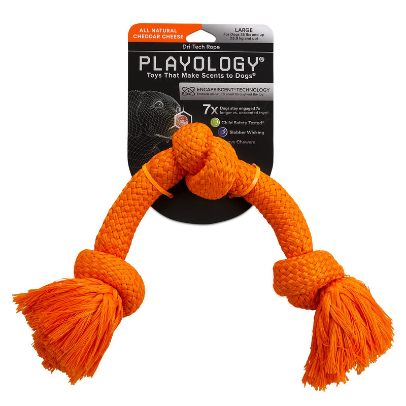 Playology Dri-Tech Ring Dog Toy - Engaging All-Natural Scented Dog Toys for Small, Medium & Large Dogs - Interactive & Tough Non-Toxic Chew Toys for Teething Large Rope Cheddar Cheese - BeesActive Australia