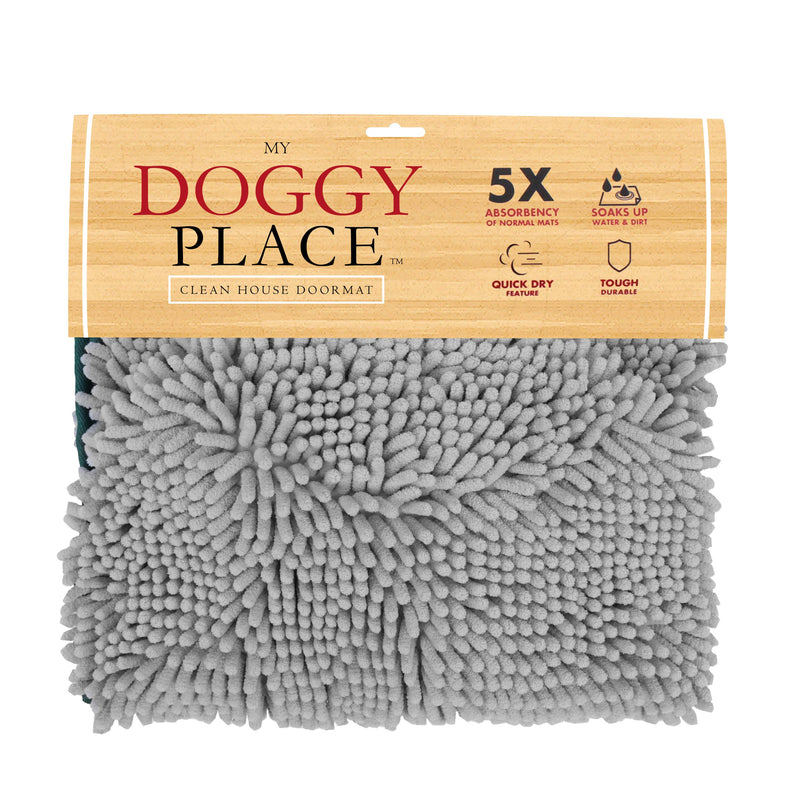My Doggy Place Dog Towel - Super Absorbent Microfiber Towel with Hand Pockets - Dog Bathing Supplies - Quick Dry Shammy Towel - Washer and Dryer Safe Light Gray - BeesActive Australia