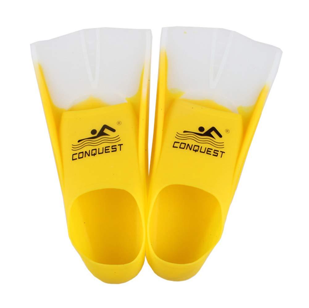 [AUSTRALIA] - TOPCHAMCES(TM) Rubber Swim Training Fins Flippers for Men, Women and Kids, Short Training Fins for Swimming Yellow+White F800(S)33-35 