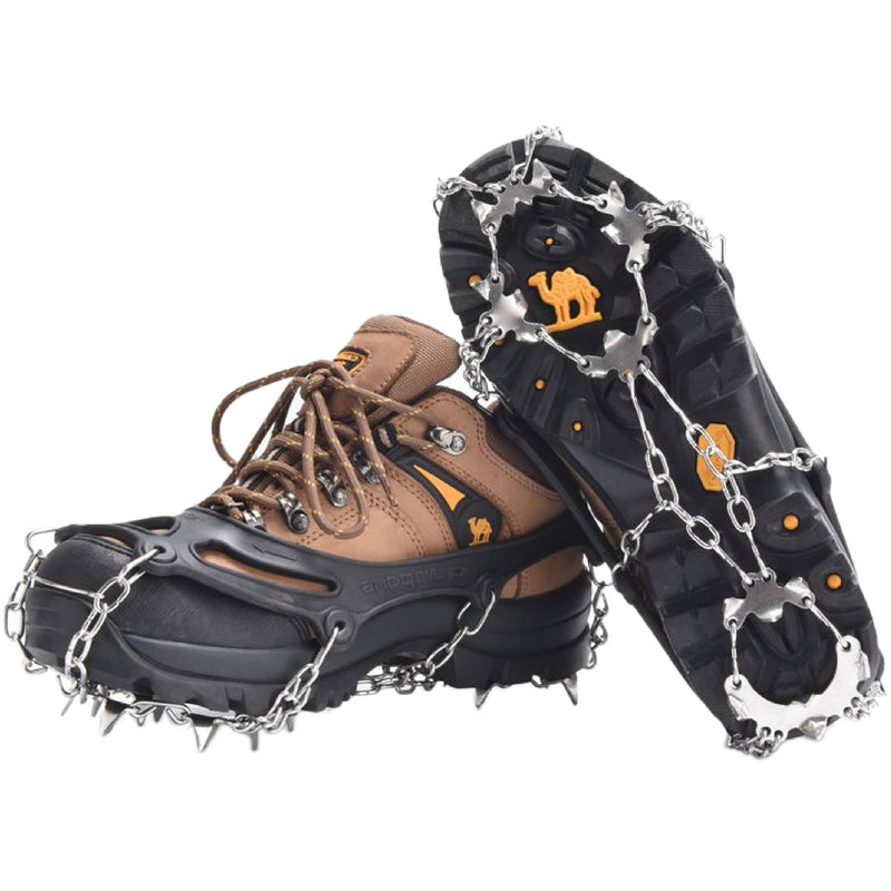 Azarxis Crampons Ice Traction Cleats, Ice Snow Grips for Boots and Shoes, Anti Slip 19 24 Stainless Steel Spikes, Safe Protect for Women Men Walking, Jogging, Climbing or Hiking Black - 19 Spikes Medium - BeesActive Australia