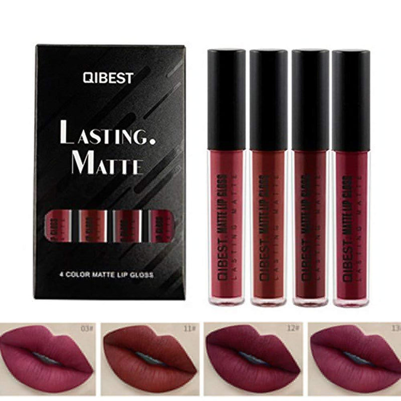 DONGXIUB Matte Liquid Lipstick Set 4 Colors Mist Waterproof Long Lasting Lipsticks Non-Stick Cup Lip Gloss - BeesActive Australia