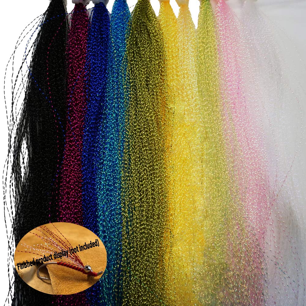 Greatfishing 230 Strands 10 Best Color/Set Sparkle Crystal Flash Flashabou Tinsels Fly Fishing Line Hook Lure Flash Flies Decorating Fly Tying Material Dry Flies - BeesActive Australia