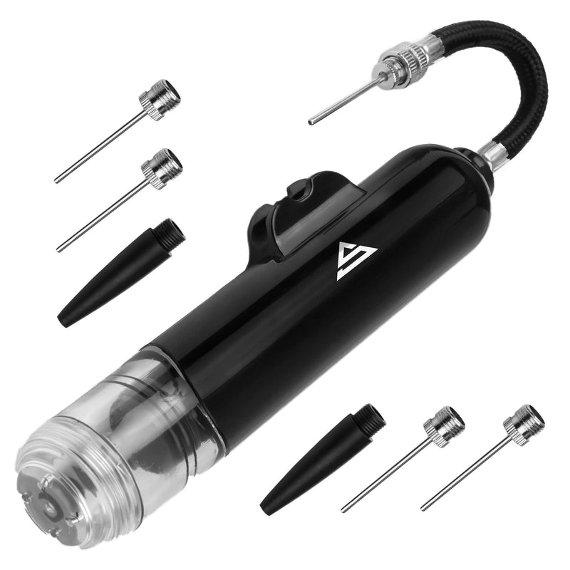 Sports Stable Dual Action Ball Pump with 5 Spare Needles and Plastic Adaptor for Your Football, Basketball, Soccerball, Pilates Ball, Volleyball, Handball, etc. black - BeesActive Australia