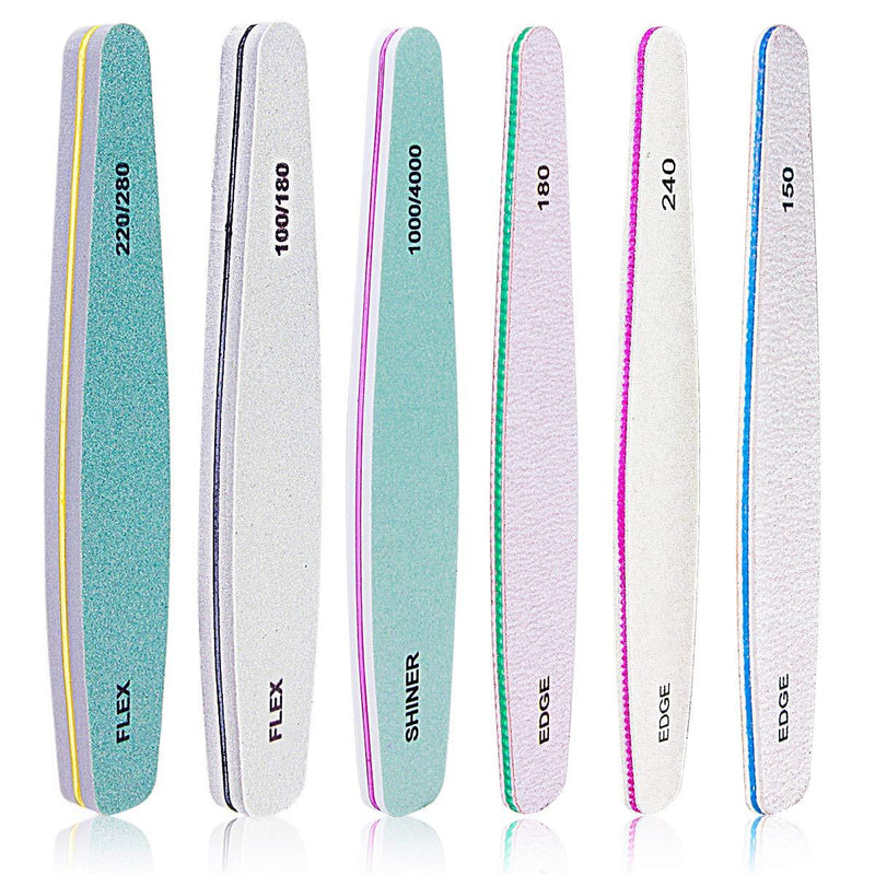 Multifunctional Nail Files Set for Nature Acrylic Nail Professional Nail Buffers Emery Boards, Different Grit Nail File 6pcs (Pack of 6) - BeesActive Australia