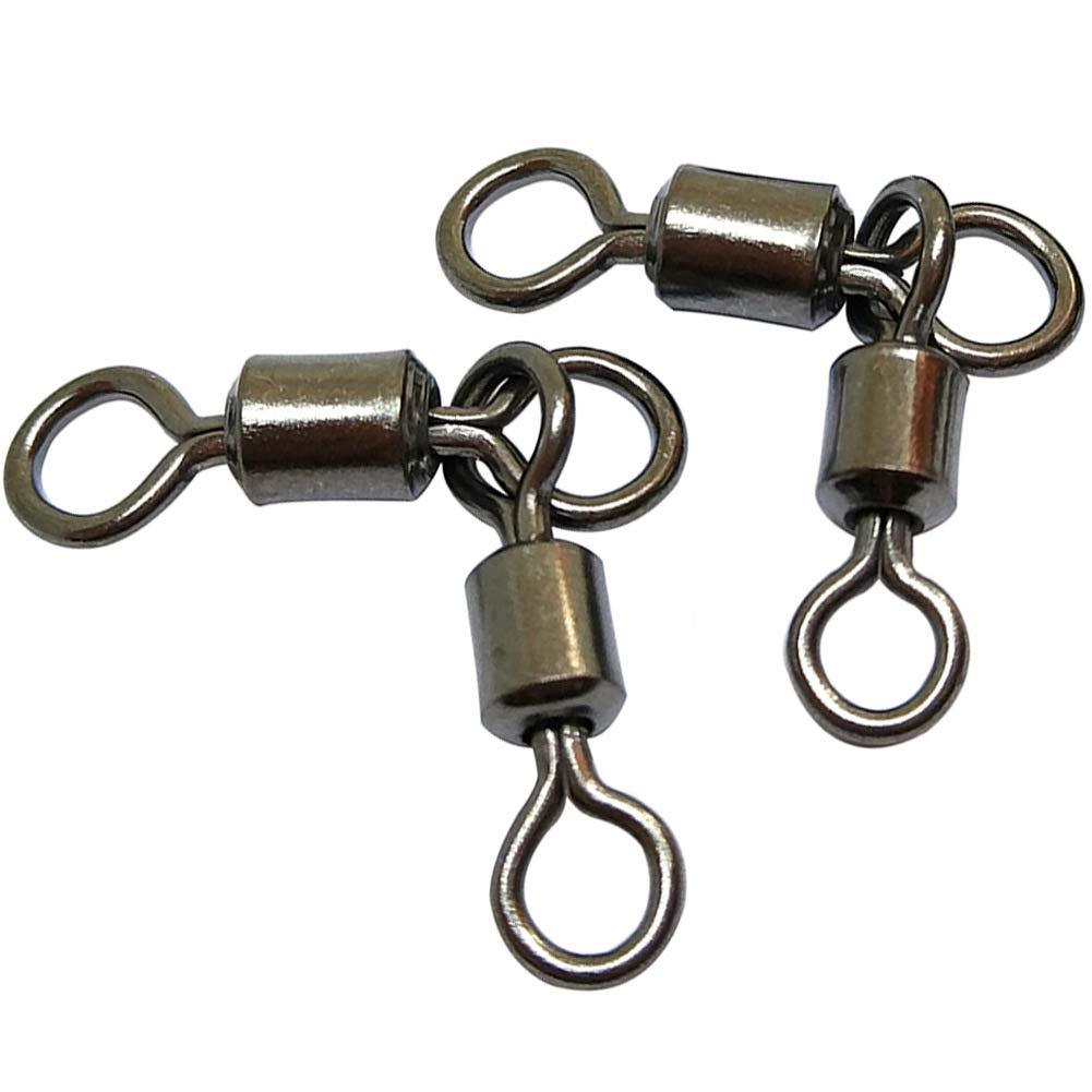 [AUSTRALIA] - 50PCS 3 Way Swivels Fishing,Heavy Duty Crane Swivel Fishing Slid 3-Way T Turn Swivel for Typing Double Drop Rigs for Fresh and Saltwater 7LB-176LB 2/0x1/0#-Length/Rated:1.06"/110LB 