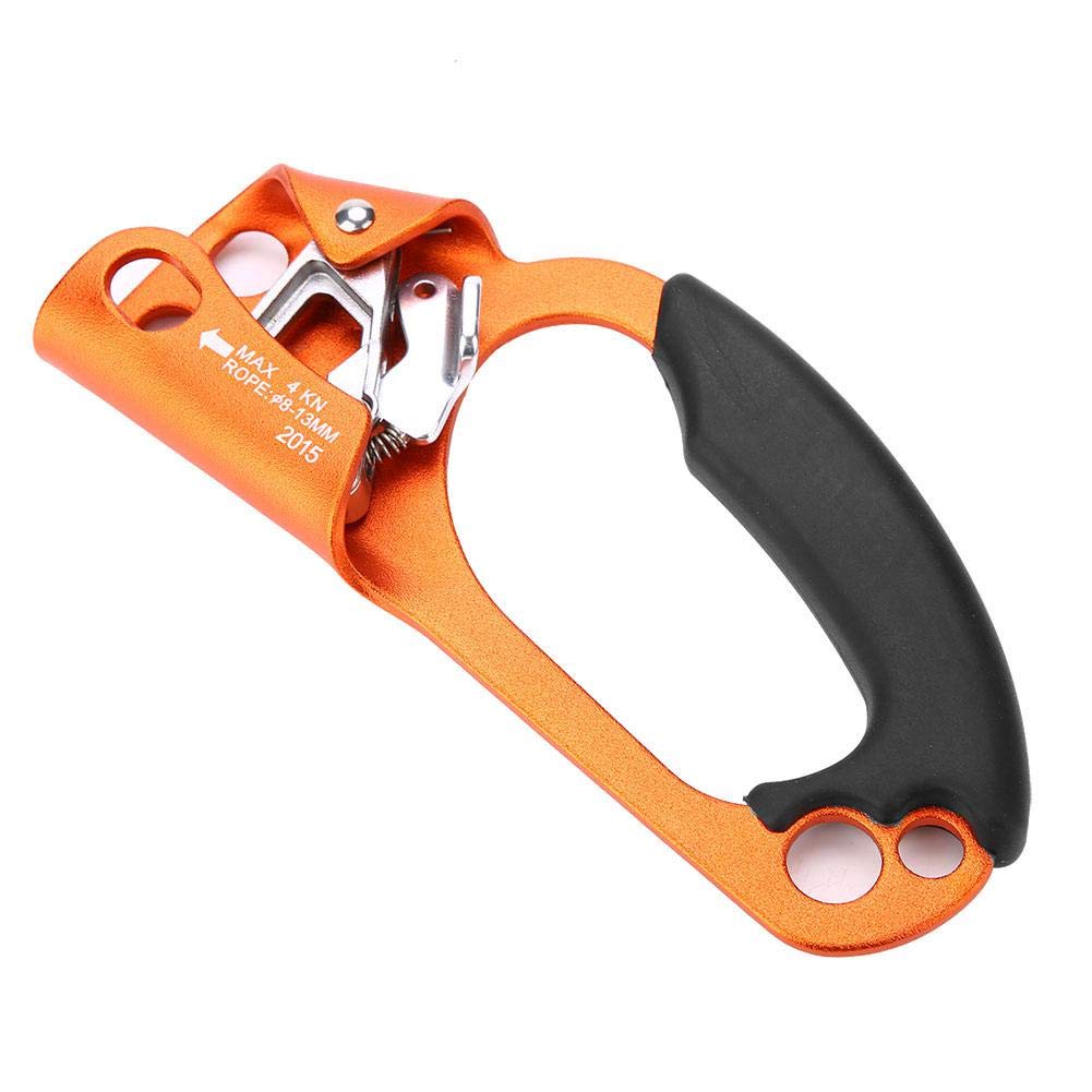 Dilwe Hand Ascender, Aluminum Magnesium Alloy Climbing Rope Handle Clamp for 8-13mm Rope Right Hand Orange - BeesActive Australia
