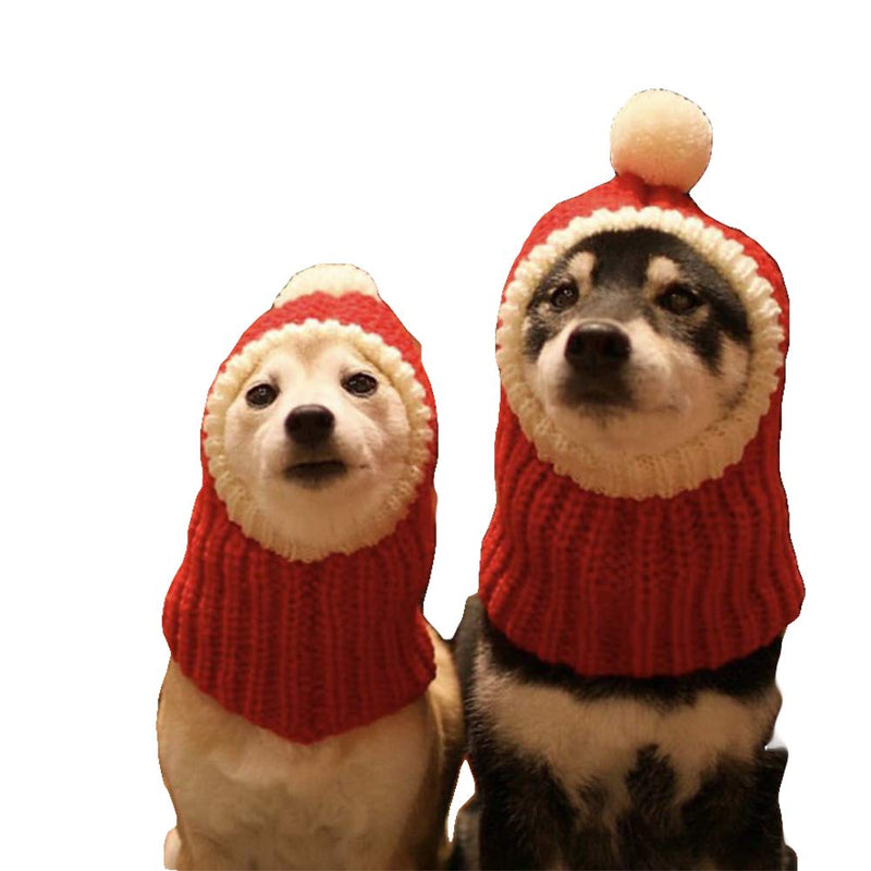 NACOCO Christmas Dog Hat Crocheted Snood Funny Pet Cap with Pompon Red Green Warm Winter Dog Hat Knit Snood Headwear for Pets & Women & Men X-Small (Pack of 1) - BeesActive Australia