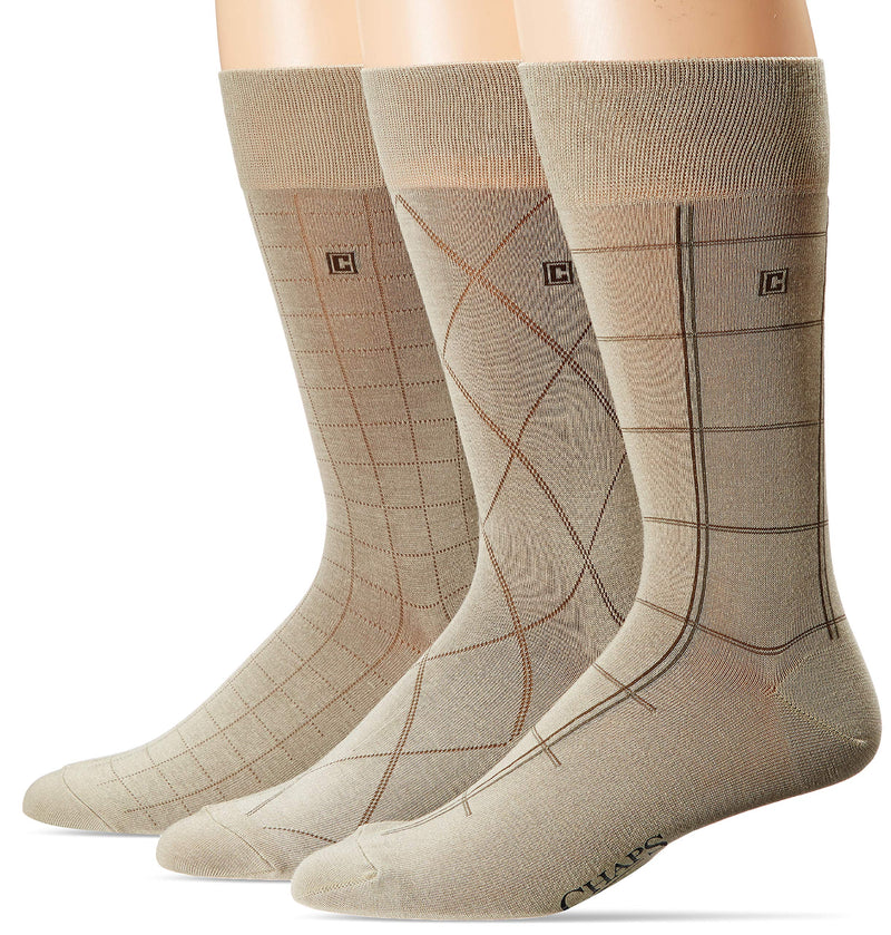 Chaps mens Dashed Windowpane Crew Trouser 3 Pair Dress Sock, Khaki, 6 12 US - BeesActive Australia