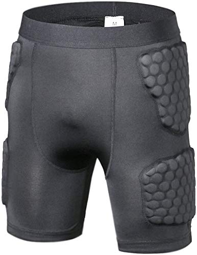 TUOY Padded Compression Shorts Padded Football Girdle Hip and Thigh Protector for Football Paintball Basketball Ice Skating Rugby Soccer Hockey and All Other Contact Sports Small Black - BeesActive Australia
