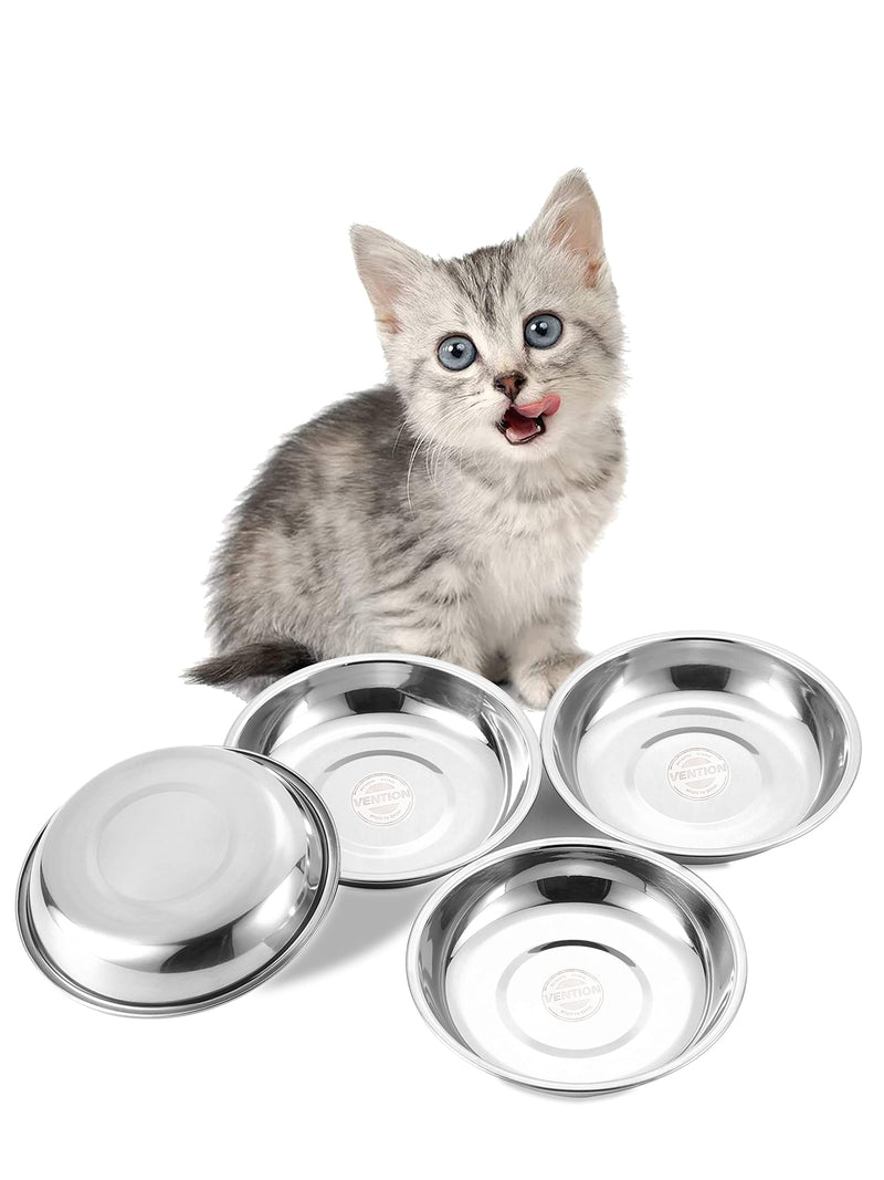 VENTION Shallow Cat Food Bowls, 7 - 56 Oz Replacement Stainless Steel Cat Bowls for Elevated Stand, Whisker Fatigue Cat Bowls, Metal Cat Dishes, Dishwasher Safe, 4.9'' - 10.6'' Basic Bowls for Cat SET OF 4 5 7/10 Inch-Outer Dia. - BeesActive Australia
