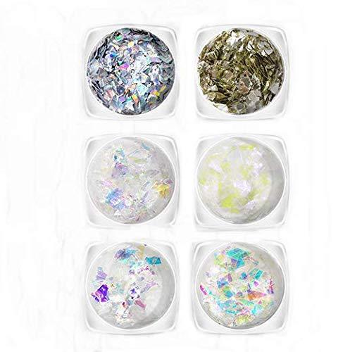 WOIWO 6 Boxes Irregular Nail Art Glitter Ice Mylar Shell Foil Slice Sequins, Nail Art Decoration Tools - BeesActive Australia