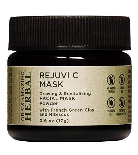 Rejuvi C Mask, Face Mask Powder and Exfoliating Scrub for Sensitive Skin, Hibiscus and Rose Hips Seed Face Mask with Organic French Green Clay, Travel Trial Size, Ora's Amazing Herbal Mini Rejuvi C Mask - BeesActive Australia