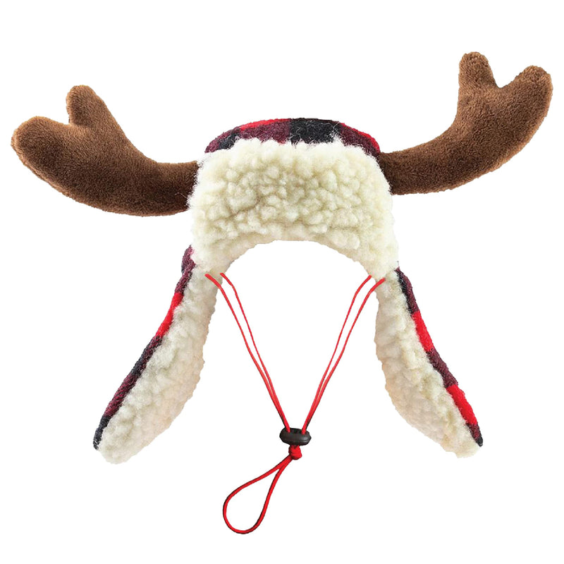 Huxley & Kent Hat | Fun Christmas Holiday Hat for Dogs/Cats | Cute, Comfortable and Fun | SnugFit Strings for Best Fit Antler Buffalo Check Large - BeesActive Australia