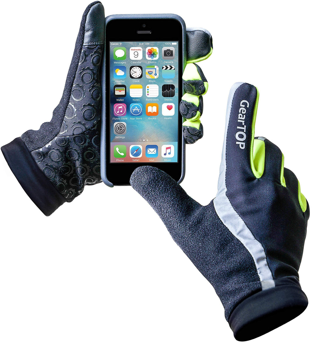 [AUSTRALIA] - GearTOP Running Gloves for Men and Women, Lightweight Outdoor Sports Touchscreen Gloves, Multi-Purpose Reflective Gloves for Cycling, Biking, Driving & for All Weather Conditions Large 