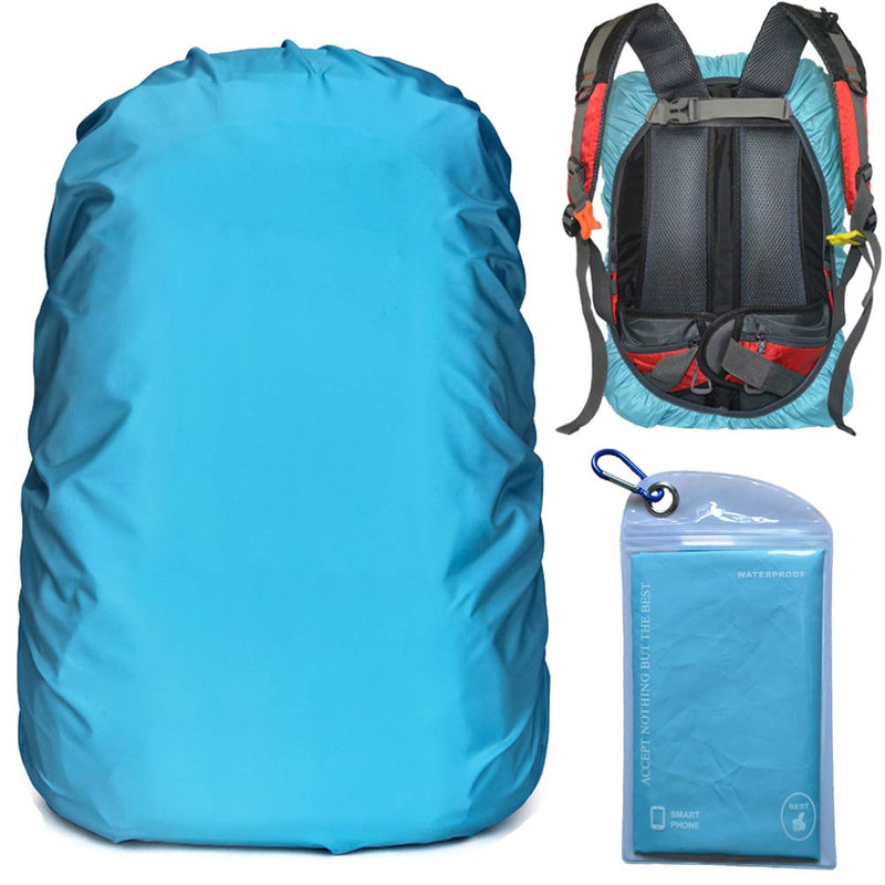 Evotopf Waterproof Backpack Rain Cover with Adjustable Anti Slip Buckle Strap & Sliver Coating Reinforced Inner Layer for Camping, Hiking, Traveling, Hunting, Biking and More, 15-80L Azure 15 - 25L - BeesActive Australia