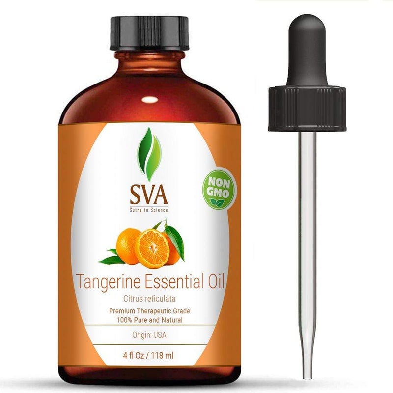 SVA Organics Tangerine Essential Oil 4 Oz 100% Pure Natural Therapeutic Grade Undiluted Steam Distilled Oil with Dropper - BeesActive Australia