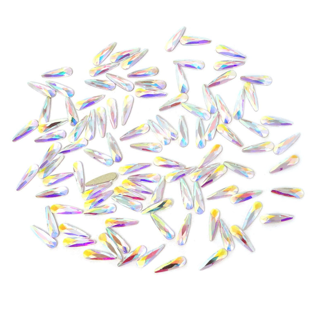Honbay 100PCS 3x10mm Crystal AB Flat Back Rhinestones Super Shiny Raindrop Shaped Gems Diamonds for Nail Art, DIY Crafts, Phone, Clothes, Shoes and More - BeesActive Australia