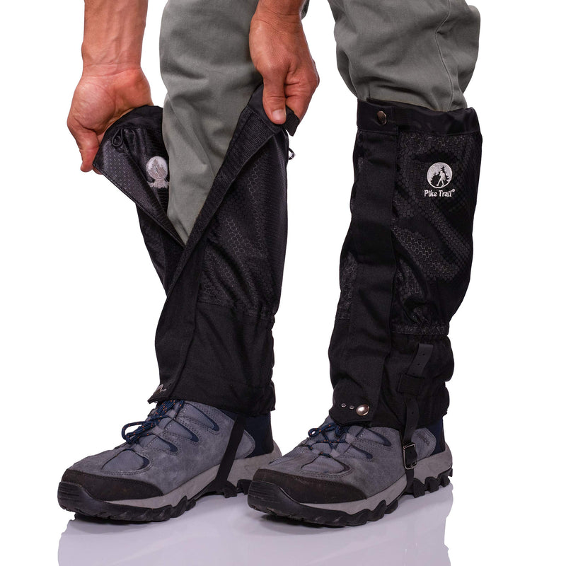 Pike Trail Leg Gaiters – Waterproof and Adjustable Snow Boot Gaiters for Hiking, Walking, Hunting, Mountain Climbing and Snowshoeing Black - BeesActive Australia