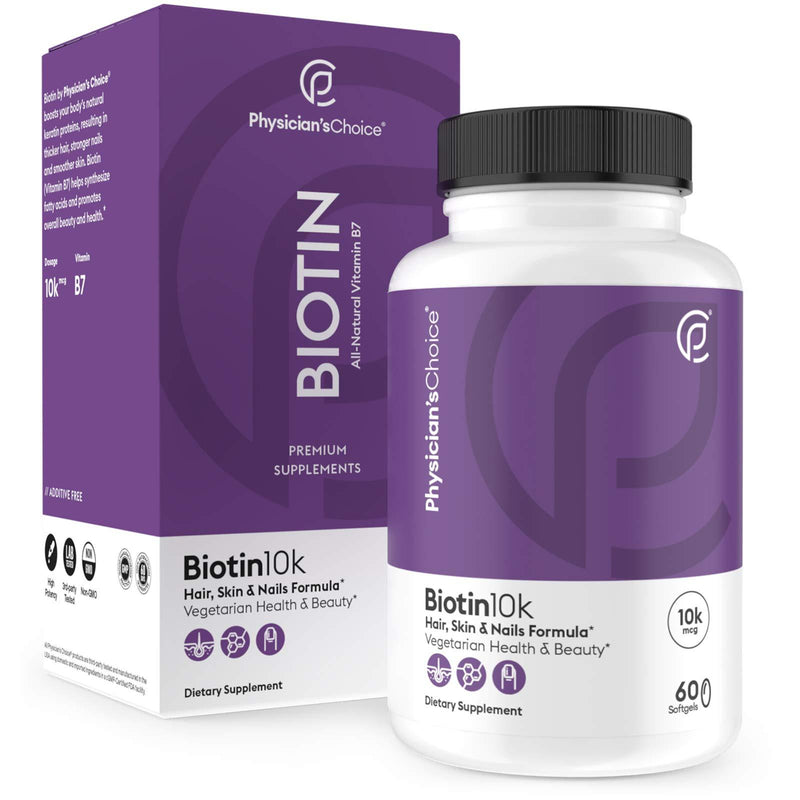 Biotin 10000mcg with Coconut Oil for Hair Growth, Natural Hair, Skin and Nails Vitamins - High Potency Biotin, Non-GMO, Gluten-Free, 60 Veggie Softgels - BeesActive Australia