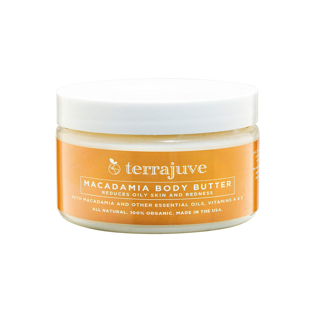 Organic Macadamia Body Butter Lotion by Terrajuve, Reduces Oily Skin and Redness, 100% Pure, All Natural, Made in USA - BeesActive Australia