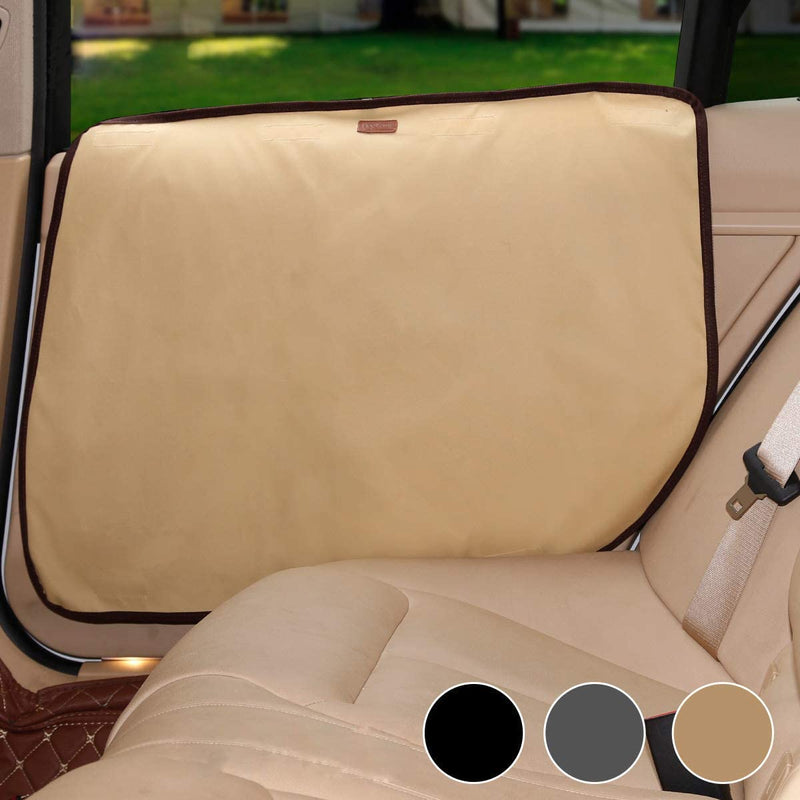 BECROWMUS 2 Packs Waterproof Pet Car Door Cover Anti Scratch Vehicle Door Protector, Guard for Car Doors Dogs Claws Travel Back Window Nails Scratching Covers -Two Steps to Install, Beige - BeesActive Australia