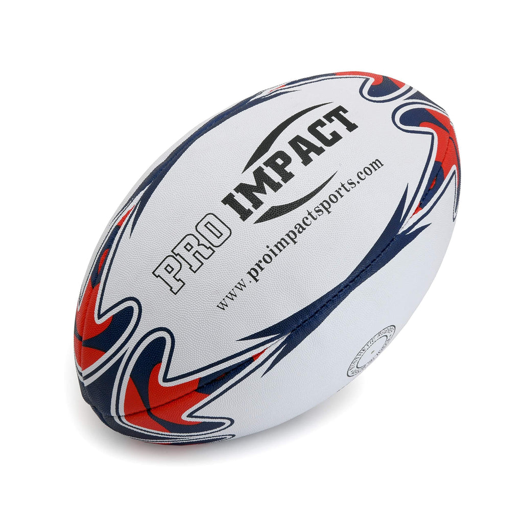 [AUSTRALIA] - Pro Impact Match Rugby Ball - Professional Grade Ball, Heavy Duty & Durable - Ideal for Long Matches & Gameplay Size 5 Assorted Colors White 