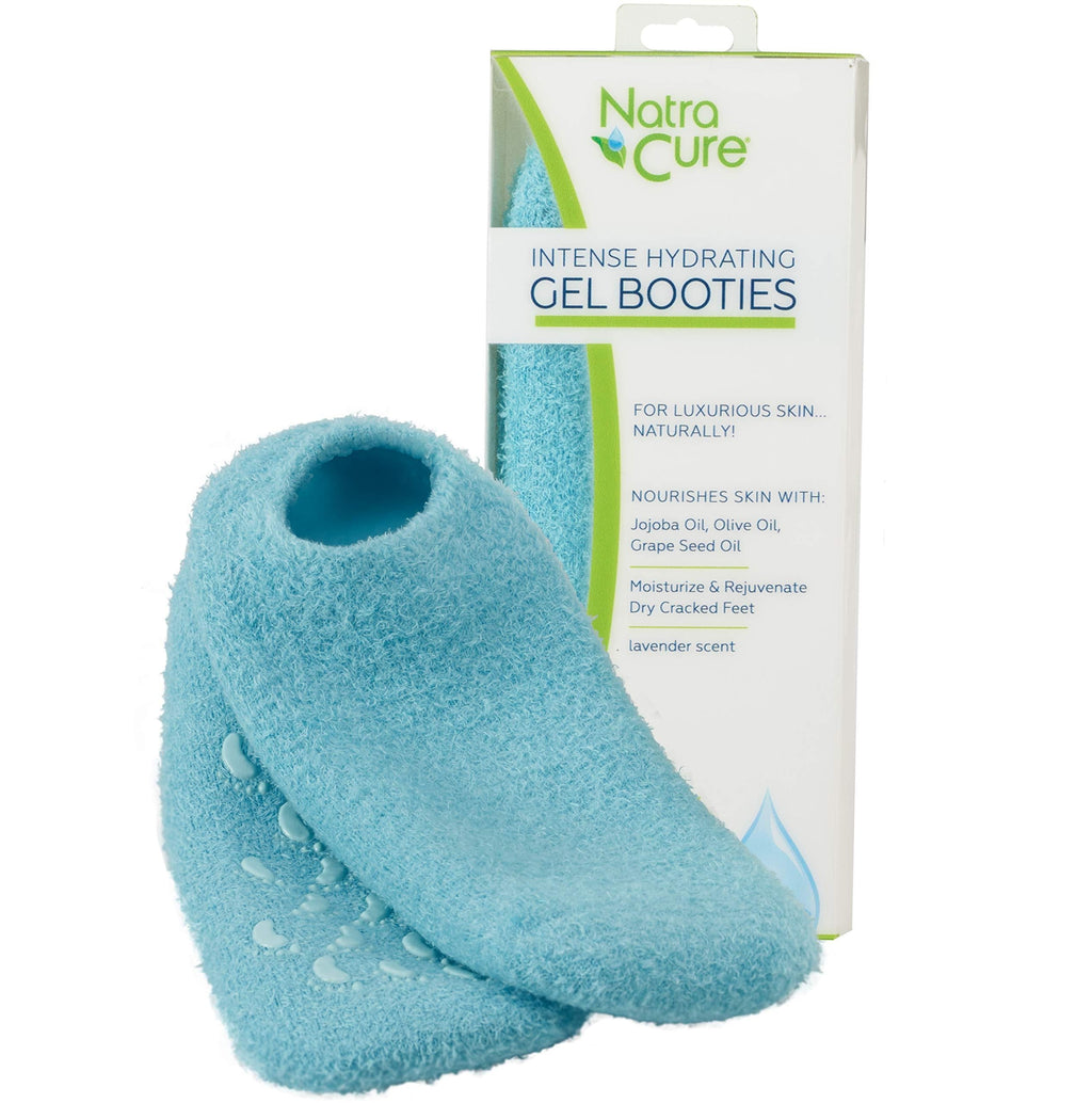 NatraCure Moisturizing Gel Socks - (Helps Dry Feet, Cracked Heels, Dry Heels, Rough Calluses, Cuticles, Dead Skin, Use with your Favorite Lotions, Creams or Spa Pedicure) - Color: Aqua - BeesActive Australia