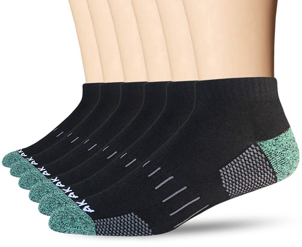 [AUSTRALIA] - AKOENY Men's Low Ankle Cushioned Athletic Socks (6 Pack) Shoe Size: 6-12 Black 