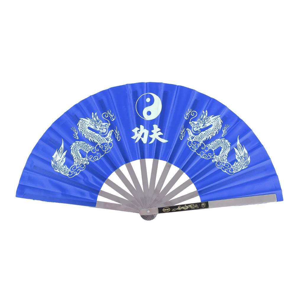 [AUSTRALIA] - VGEBY Taichi Kungfu Fan, Stainless Steel Chinese Martial Arts Sports Fighting Dance Practice Training Performance Hand Fan Blue 