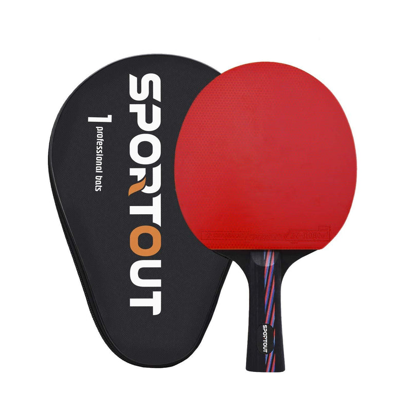 [AUSTRALIA] - Sportout Sriver-He Rubber Table Tennis Paddle, Professional Pingpong Racket with Case, 9-ply Wood and 8-ply Carbon Blade About 210g 