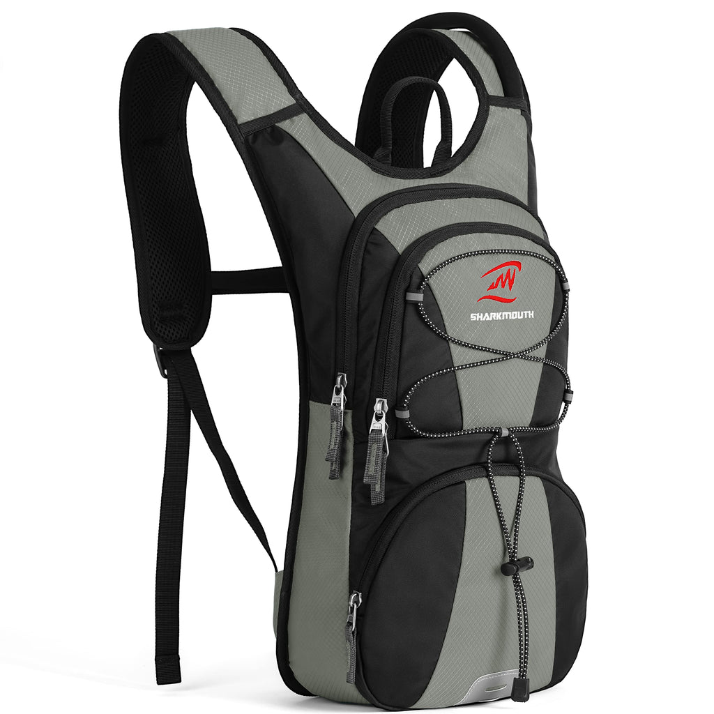 SHARKMOUTH FLYHIKER Hiking Hydration Backpack Pack with 2.5L BPA Free Water Bladder, Lightweight and Comfortable for Short Day Hikes, Day Trips and Trails A-Gray - BeesActive Australia