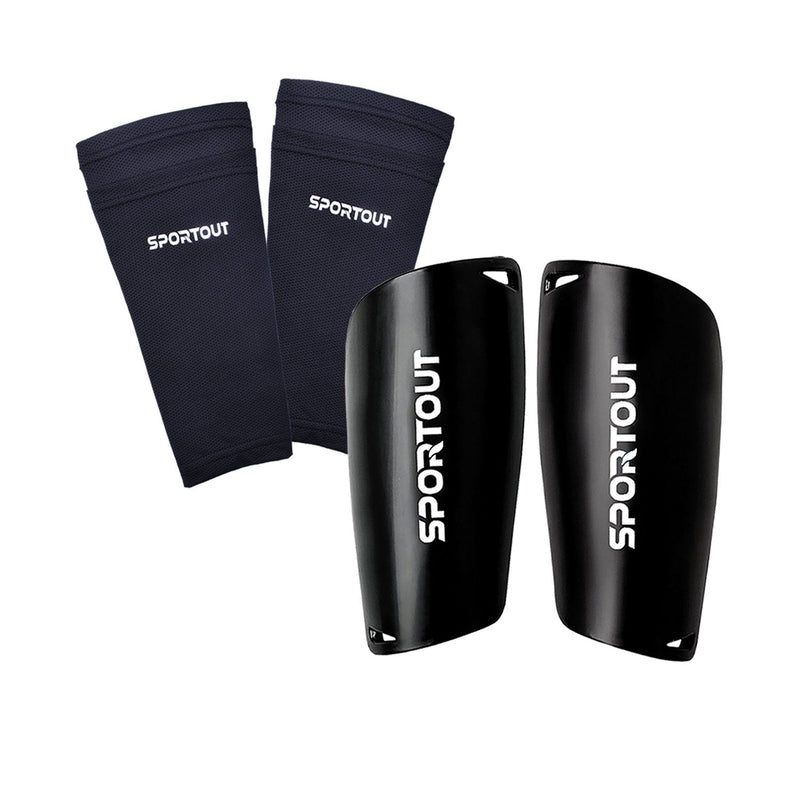 Sportout Adult Youth Kids Soccer Shin Guards,Comprehensive Protection for Your Leg, with Cushioned Ankle Protection to Prevent Injuries Black-1 Large - BeesActive Australia