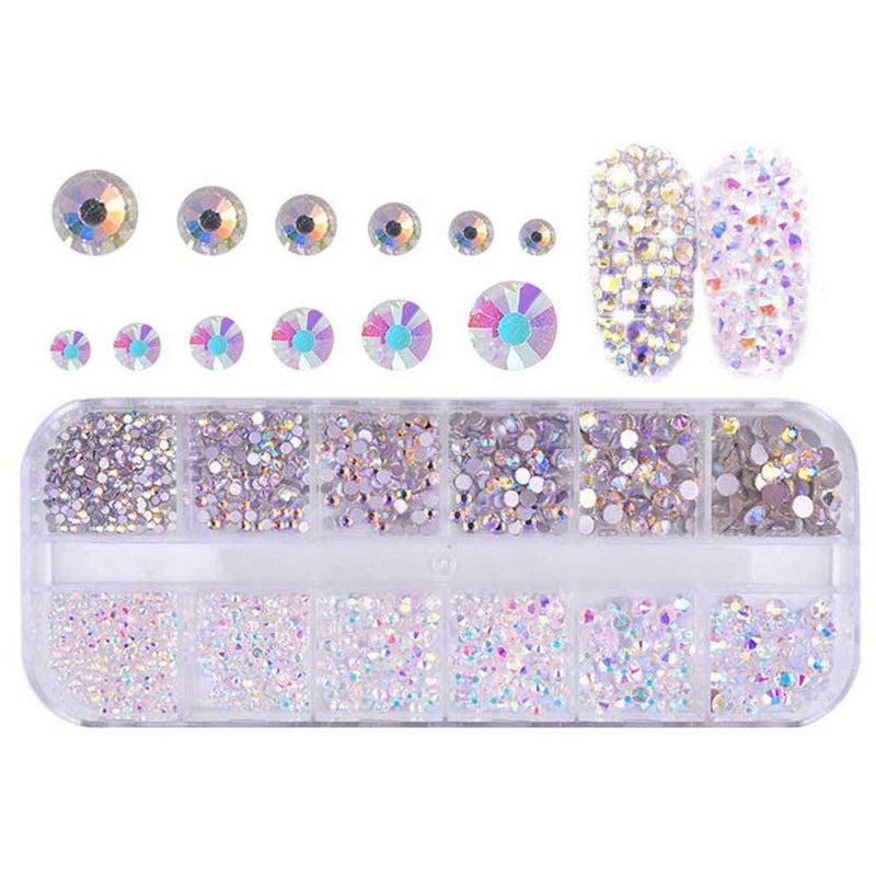 Chosky Nail Crystals AB Nail Art Rhinestones Spangle Round Beads Flatback Glass Charms Gems Stones for Nails Decoration Crafts Nail Art Phone Crafts DIY 2# - BeesActive Australia