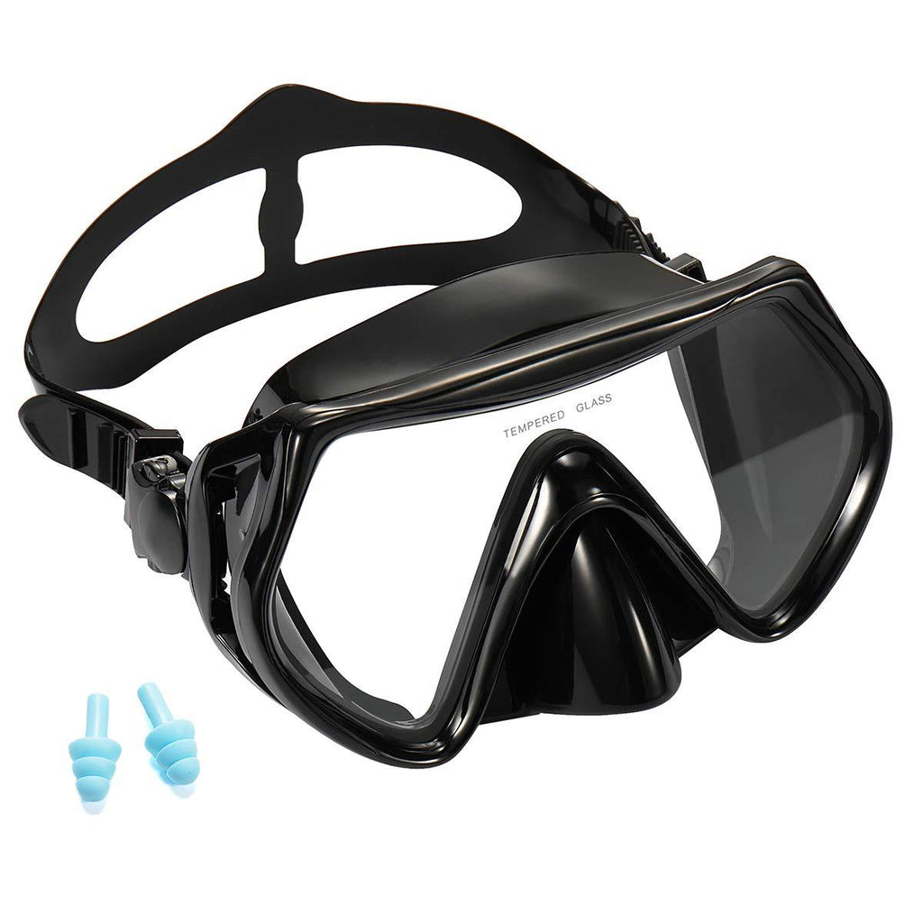 [AUSTRALIA] - Supertrip Snorkeling Freediving Mask Adult Anti-Fog Film Panoramic Scuba Diving Goggles black 