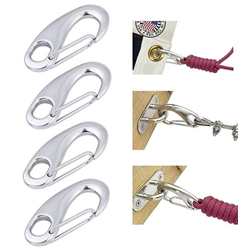 AOWISH Spring Snap Hook (4 Pieces) Stainless Steel Clip Multifunctional Quick Link Carabiner Flag Pole Hardware to Attach with Rope (2-3/4 Inch) - BeesActive Australia