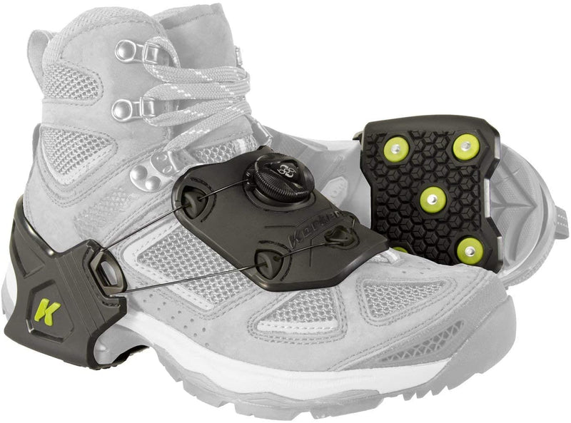 Korkers Ice Commuter Ice Cleats - Minimal and Lightweight - 11 Replaceable Steel Spikes - Black/Green Large-X-Large - BeesActive Australia