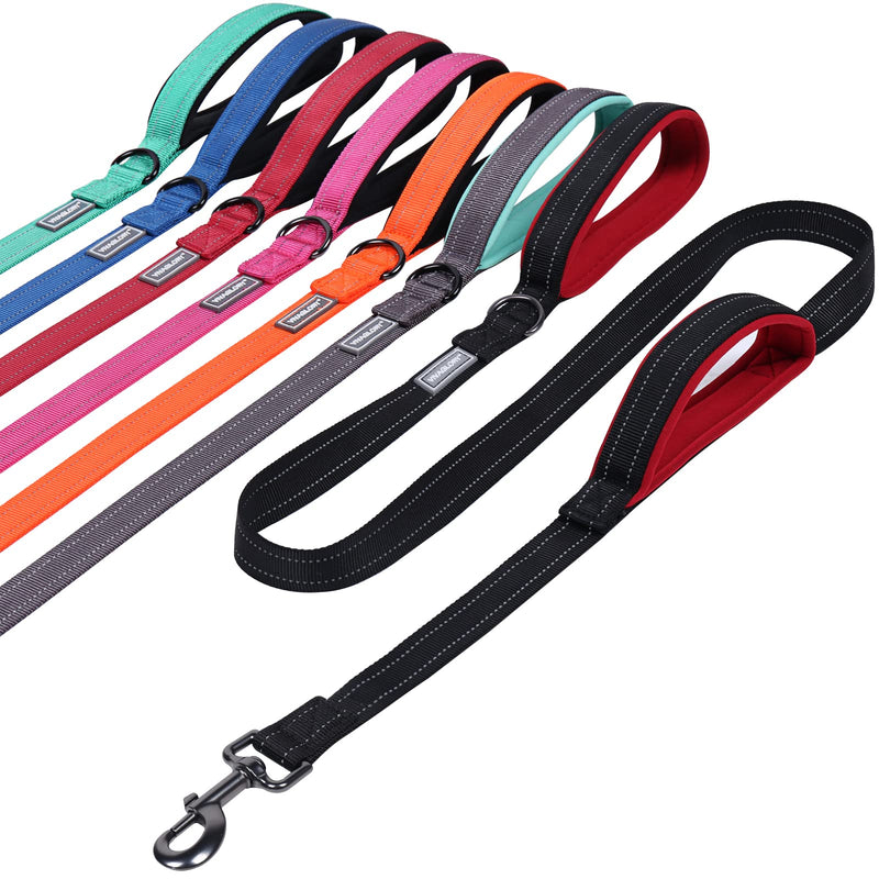VIVAGLORY Dog Leash Traffic Padded Two Handles, Heavy Duty Reflective Leashes for Control Safety Training, Walking Lead for Small to Large Dogs 6 ft. x 1 in. (25~120 lbs.) Black - BeesActive Australia