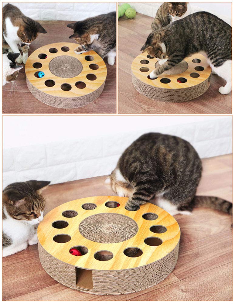 Cat Toy with Sturdy Scratching Pads and 2 Jingly Balls for All Ages of Cats - BeesActive Australia