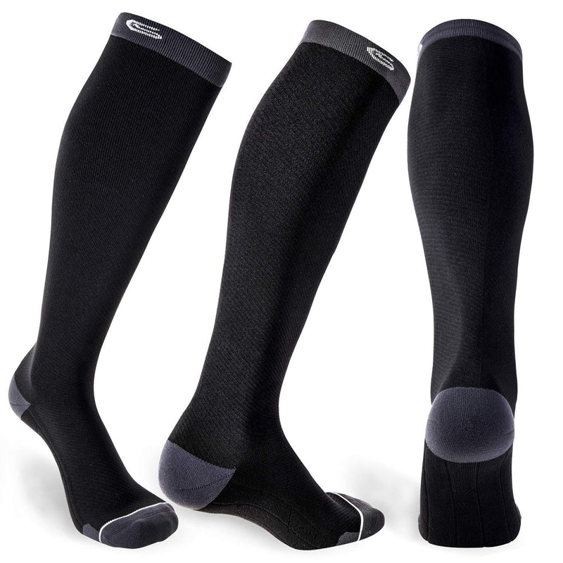 CELERSPORT 3 Pairs Compression Socks 20-30mmHg for Men and Women Nursing Socks Black&grey Large / X-Large - BeesActive Australia