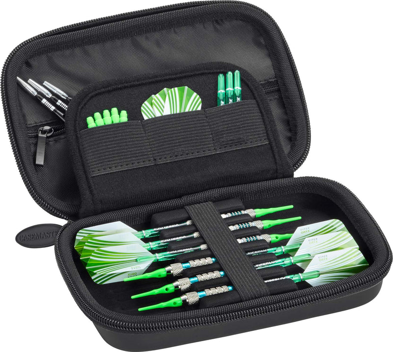 [AUSTRALIA] - Casemaster Sentinel EVA Foam Shell Dart Case, Holds 6 Darts and Extra Accessories, Tips, Shafts and Flights, Compatible with Steel Tip and Soft Tip Darts Green 