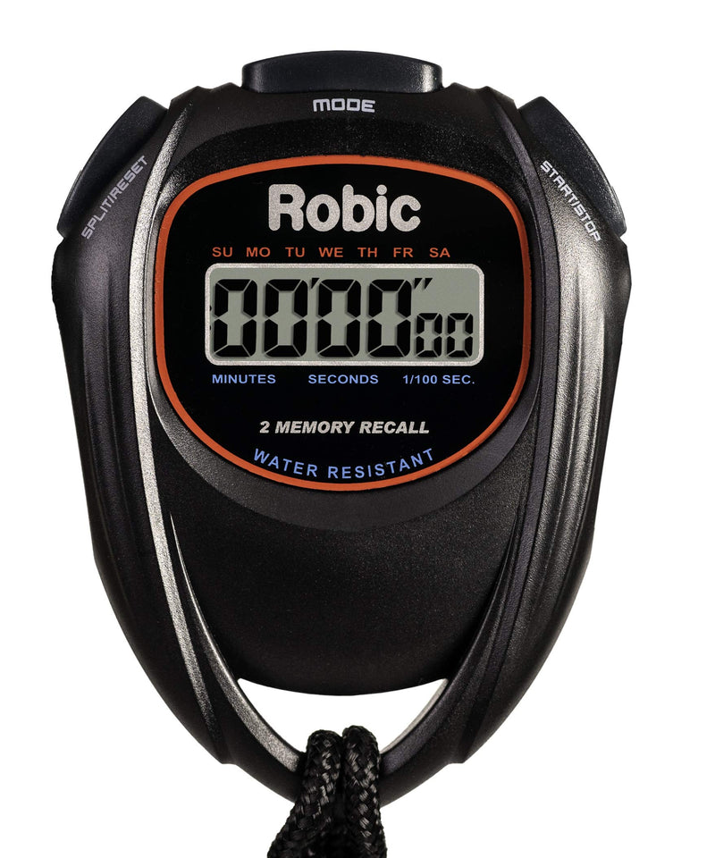 Robic Easy to Use, High Precision Stopwatch Water Resistant 2 Memory Stopwatch, Black - BeesActive Australia