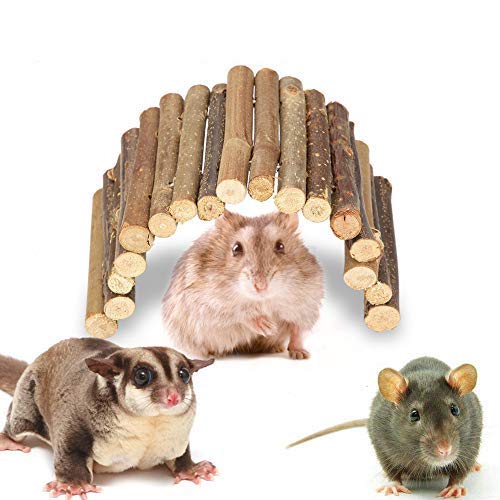 Hamster Bridge Wooden Hamster Ladder Bridge Hamster Suspension Bridge Long Climbing Ladder for Dwarf Syrian Hamster Toy Natural Wooden Bridge Ladder House Chew Toy for Reptile Mice Rodents - BeesActive Australia