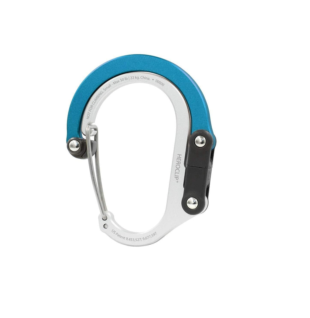 HEROCLIP Carabiner Clip and Hook (Small) | for Purse, Stroller, and Backpack Blue Steel - BeesActive Australia