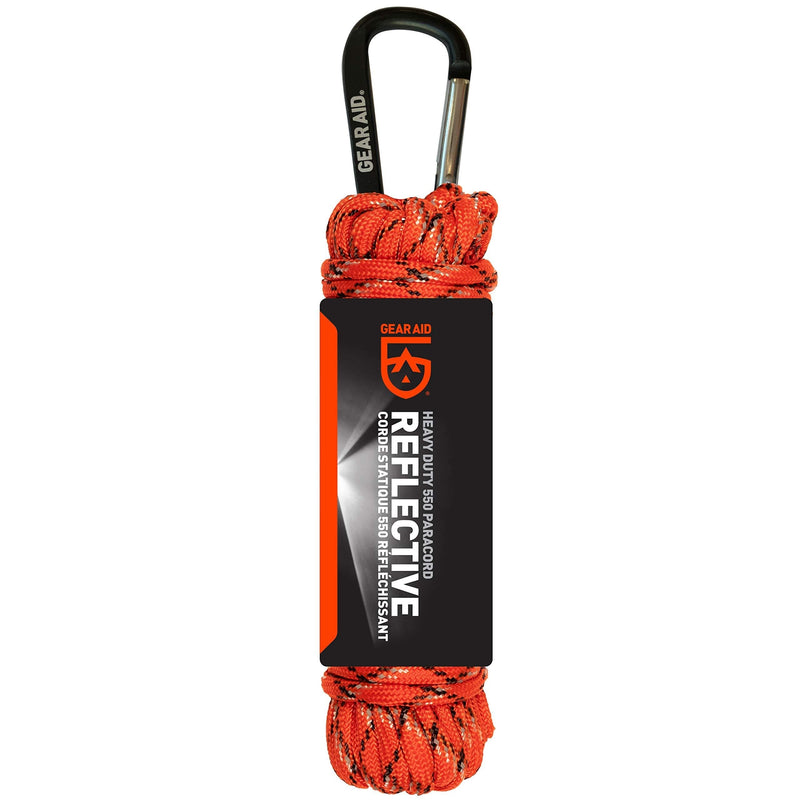 GEAR AID 550 Paracord and Carabiner, 7 Strand Utility Cord for Camping and Survival 30 Ft Orange Reflective - BeesActive Australia
