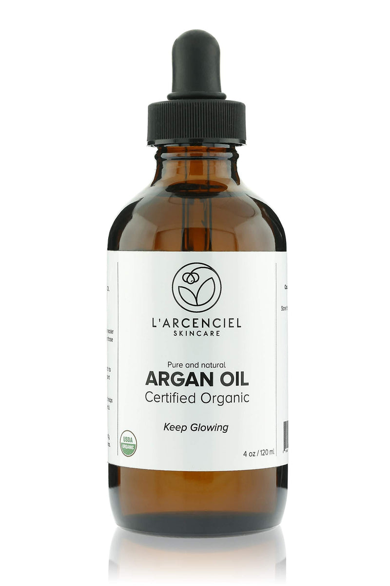 Organic Argan Oil (4 oz.) by L'arcenciel Skincare. 100% Pure and Natural, Cold Pressed, USDA Certified Organic Moisturizer for Face, Hair, Skin and Nails 4 Fl Oz (Pack of 1) - BeesActive Australia