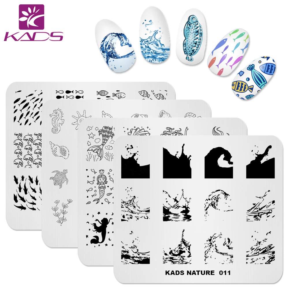 KADS Nail Art Stamp Plate Ocean Sea Mermaid Series Nail stamping plate Template Image Plate Nail Art DIY Decoration Tool - BeesActive Australia