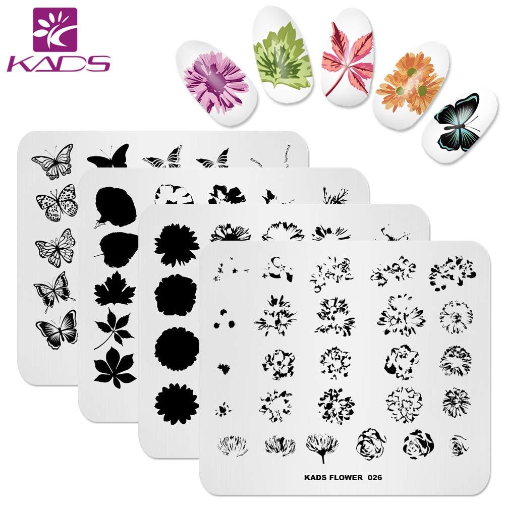 KADS Nail Art Stamp Plate Overprint Butterfly Flower Leaves Series Nail stamping plate Template Image Plate Nail Art DIY Decoration Tool - BeesActive Australia